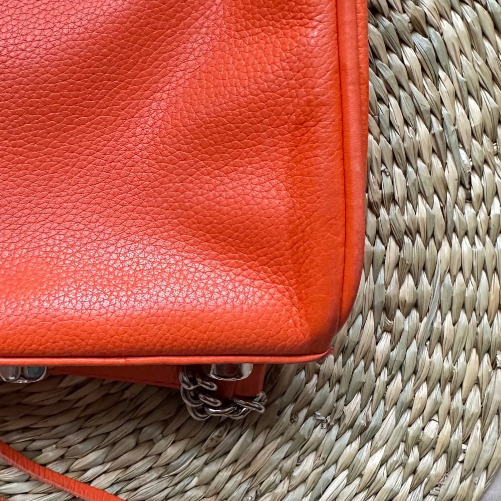 Rebecca Minkoff Mini MAC Crossbody Bag Orange Pebbled Leather Silver Hardware - Picture 5 of 10